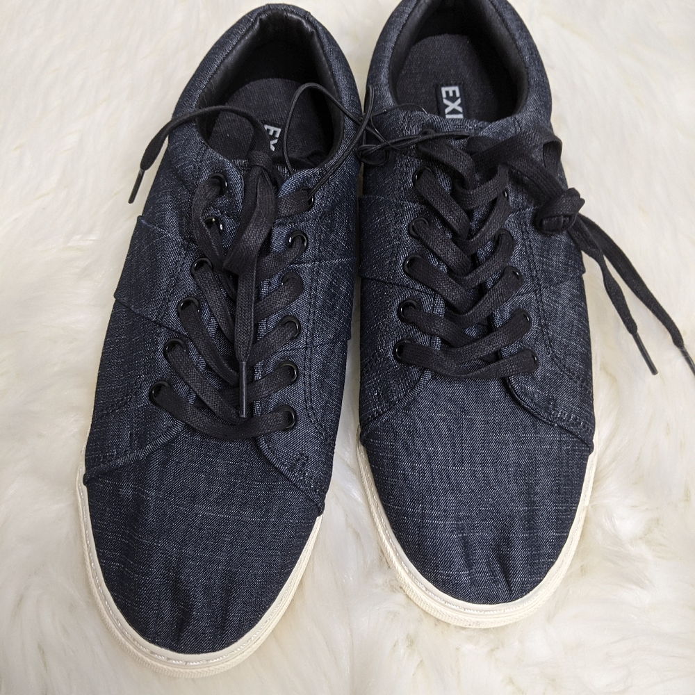 Express Boat Shoes Laceup Sneakers Blue Canvas Casual Shoes Size 9